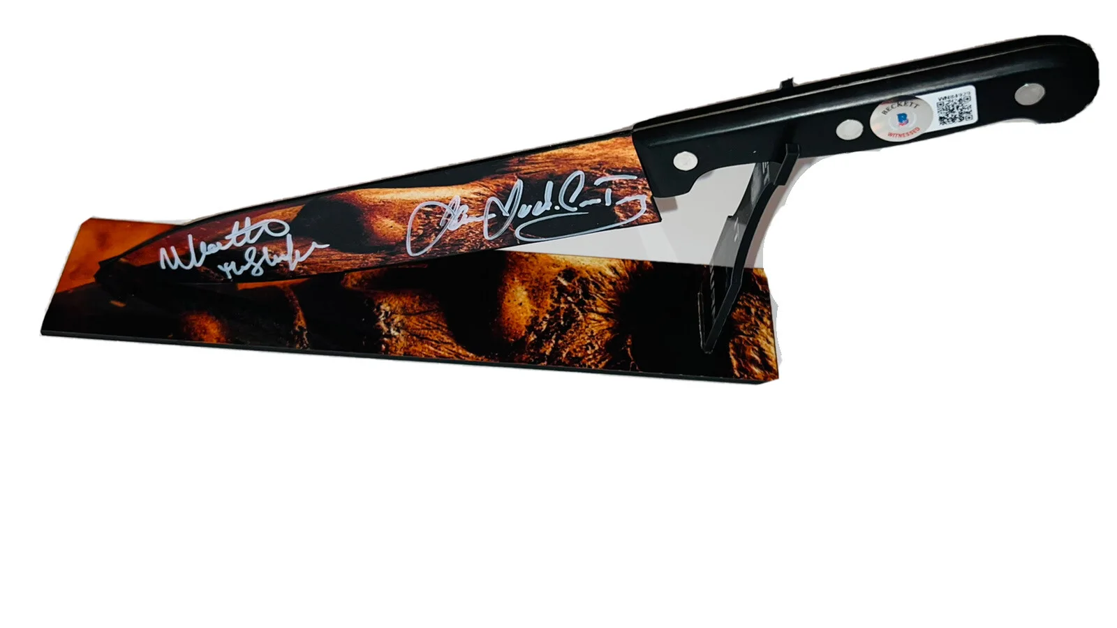 Nick Castle and James Jude Courtney — NICK CASTLE & JAMES JUDE COURTNEY SIGNED HALLOWEEN KNIFE AUTOGRAPH BECKETT COA