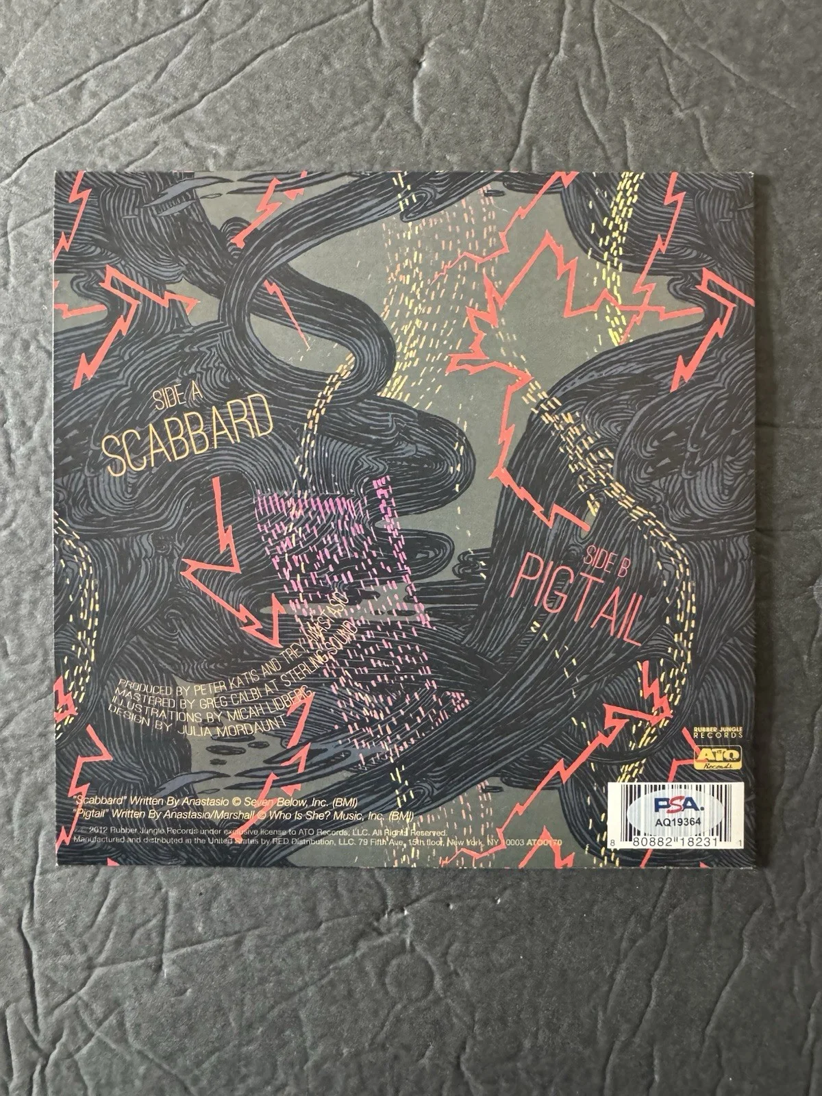 Trey Anastasio — TREY ANASTASIO PHISH SIGNED AUTOGRAPH 7" ALBUM VINYL RECORD SCABBARD PSA/DNA COA, изображение 2