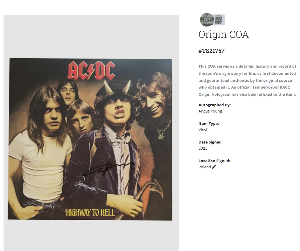 AC/DC Highway To Hell Angus Young Autographed Signed Album Record LP w/COA, изображение 2