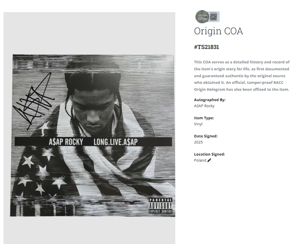 ASAP Rocky Autographed Signed Long Live A$AP Album Vinyl Record LP w/COA, image 2