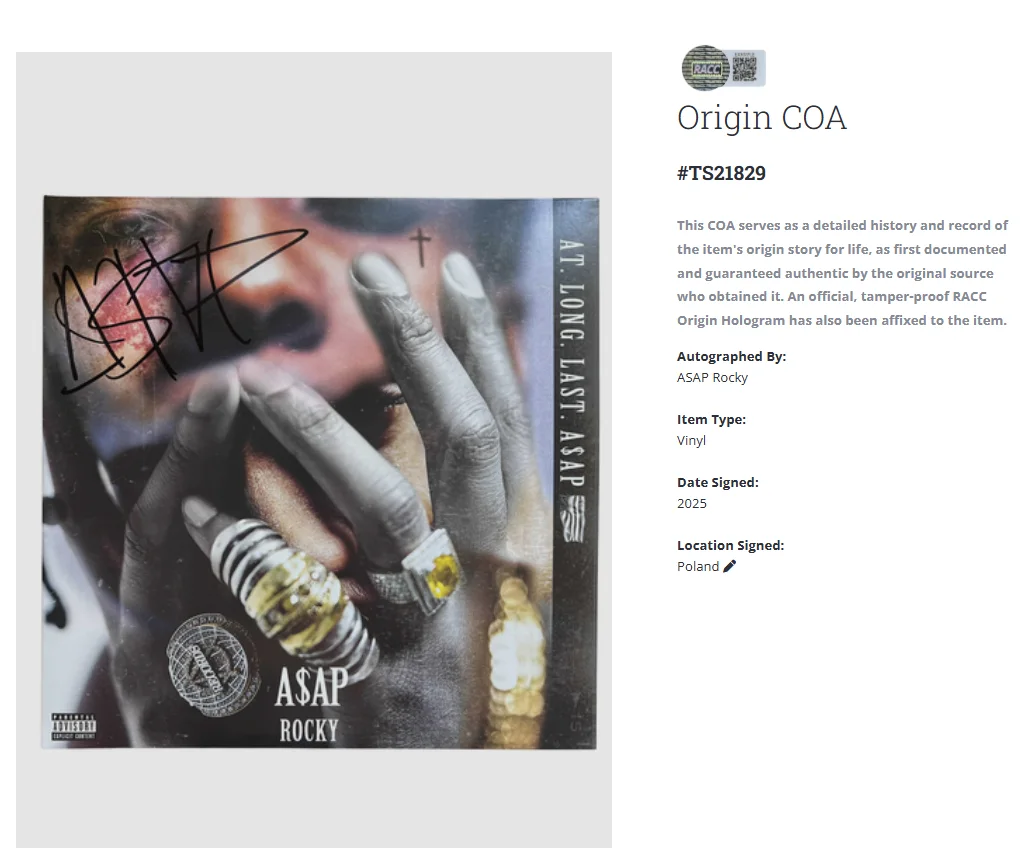 ASAP Rocky Autographed Signed At Long Last A$AP Album Vinyl Record LP w/COA, изображение 2