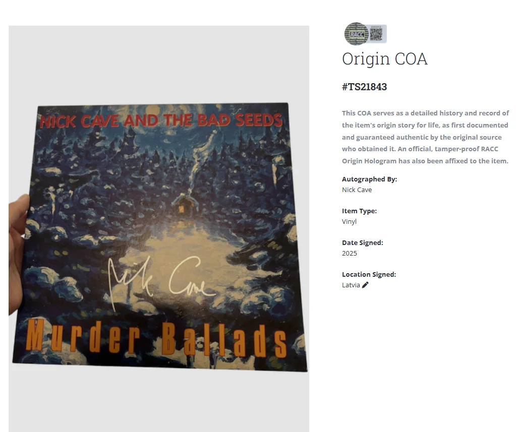 Nick Cave From Murder Ballads Autographed Vinyl Record Album LP w/COA, изображение 2