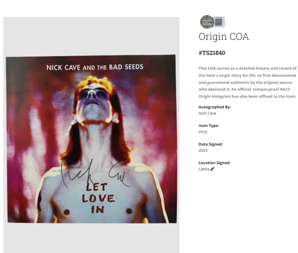 Nick Cave Let Love In Signed Autographed Vinyl Record Album LP w/COA, изображение 2