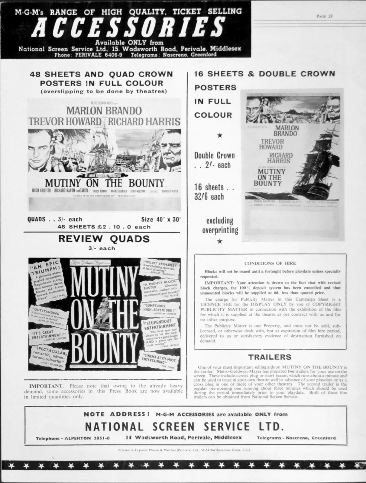 MUTINY ON THE BOUNTY 1962 Marlon Brando, Trevor Howard UK CAMPAIGN BOOK, изображение 4