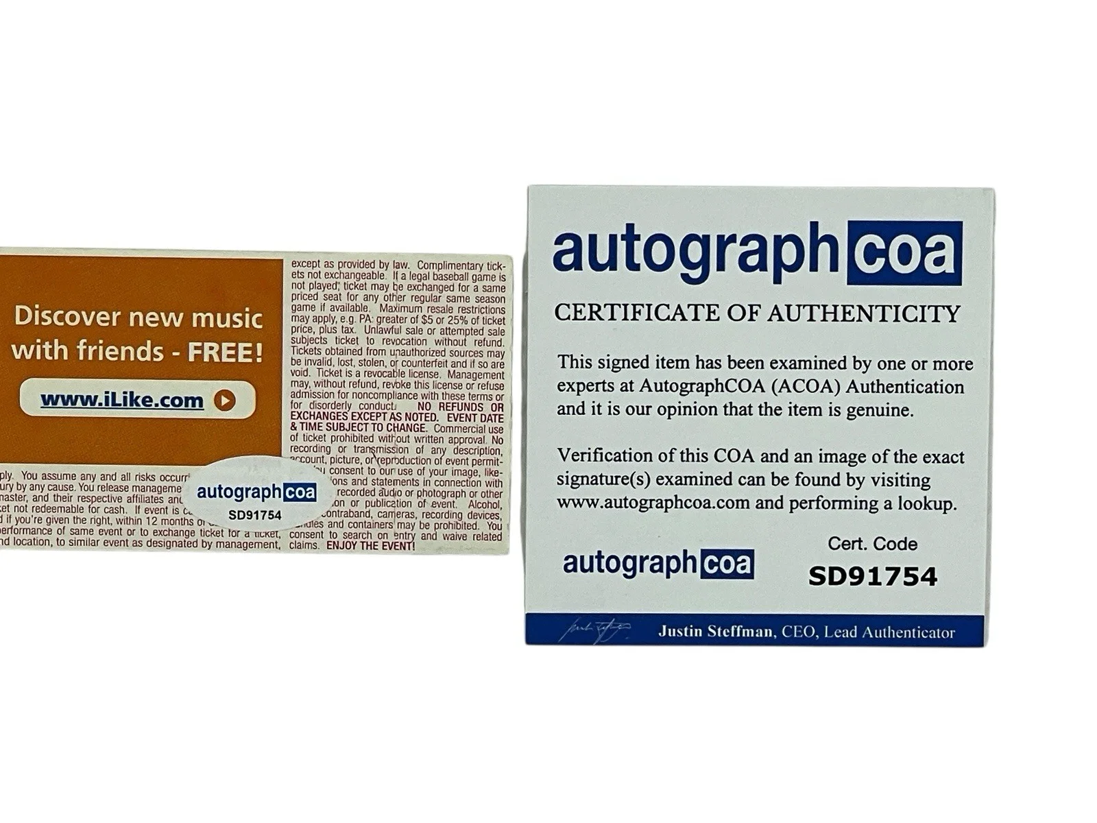 Kip Winger Autographed Hand Signed Hayloft Concert Ticket Stub ACOA Certified, изображение 3