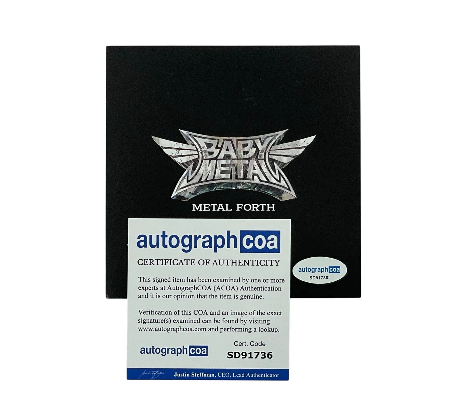 BABYMETAL Japanese Band Signed 5x5 Photo Card ACOA SU-METAL MOAMETAL MOMOMETAL, изображение 3