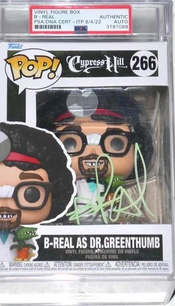 B-REAL SIGNED CYPRESS HILL DR GREENTHUMB PSA ENCAPSULATED FUNKO POP VINYL FIGURE, image 2