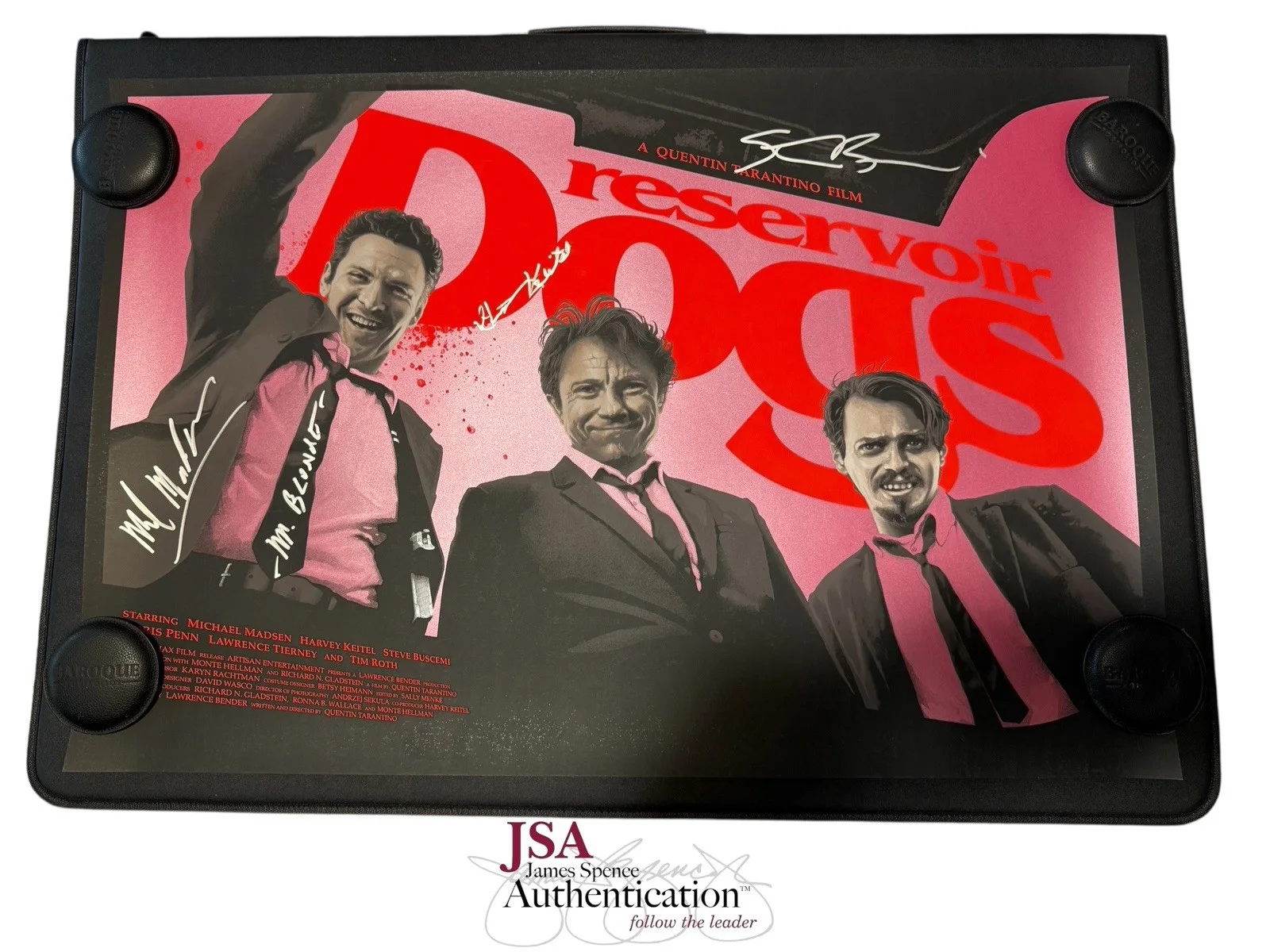 Harvey Keitel, Michael Madsen, Steve Buscemi — STEVE BUSCEMI SIGNED RESERVOIR DOGS POSTER ART PRINT KEITEL, MADSEN 1/1 JSA