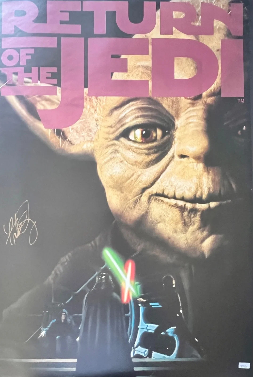 Frank Oz — Frank Oz Yoda Star Wars SIGNED Autographed RARE 36x24 ROTJ poster w/ SWAU LOA, изображение 3