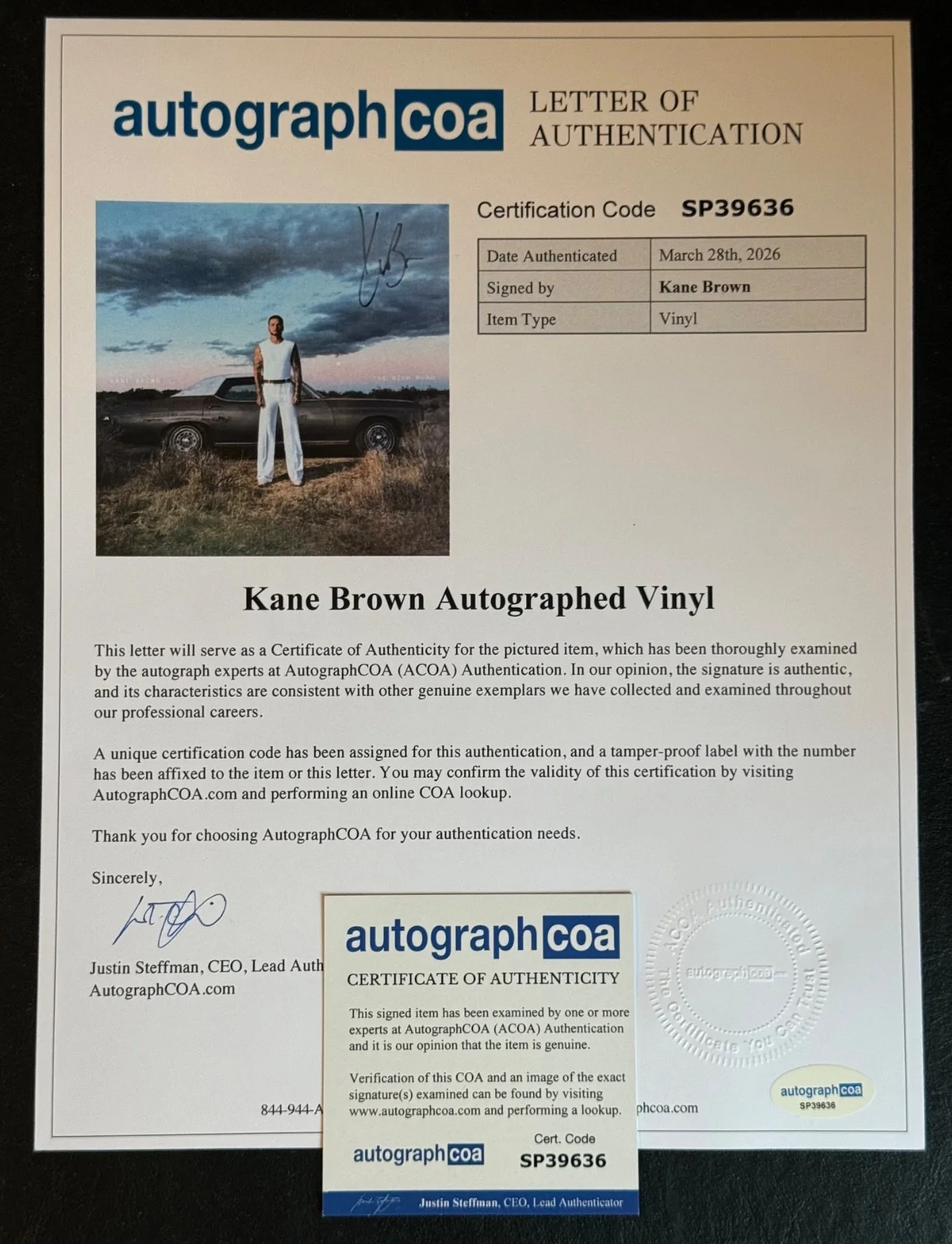 Kane Brown SIGNED AUTOGRAPH Auto The High Road Standard Double Vinyl LP K9 ACOA, изображение 2
