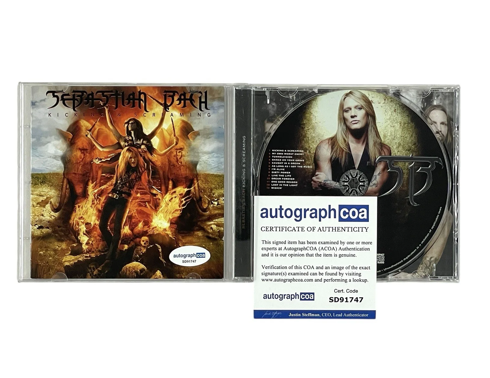 Sebastian Bach Band Signed Kicking & Screaming Out Of Print Solo CD Skid Row 🤘, изображение 2