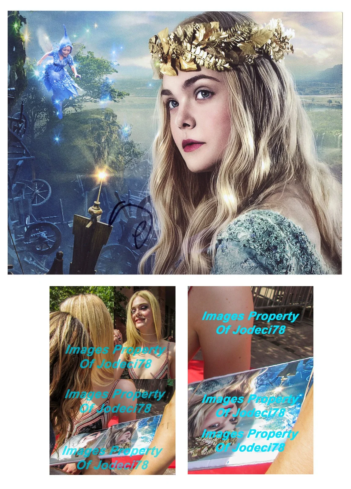 Elle Fanning — Elle Fanning Signed MALEFICENT Princess Aurora 8x10 Photo EXACT Proof RACC COA B