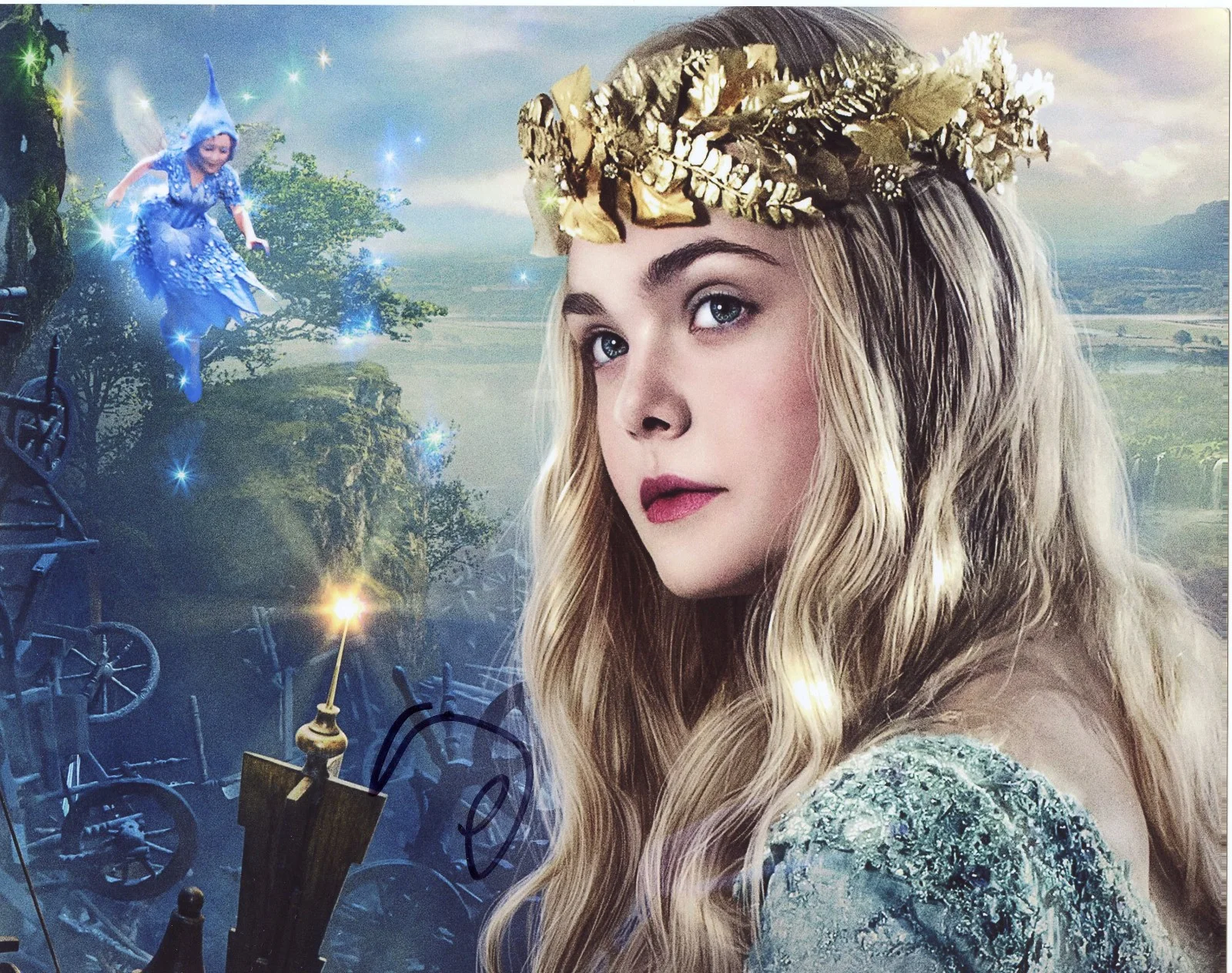 Elle Fanning — Elle Fanning Signed MALEFICENT Princess Aurora 8x10 Photo EXACT Proof RACC COA B, image 2