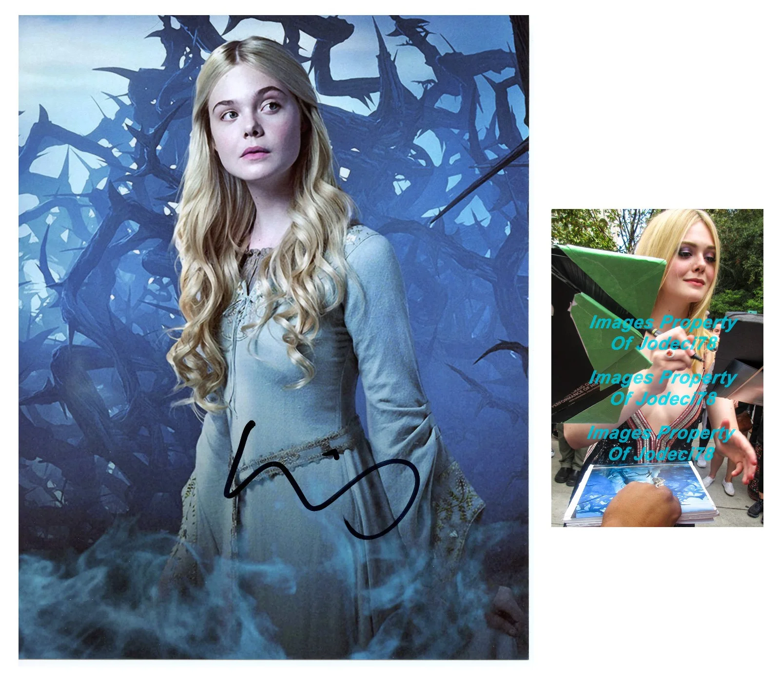 Elle Fanning — Elle Fanning Signed MALEFICENT Princess Aurora 8x10 Photo EXACT Proof RACC COA A