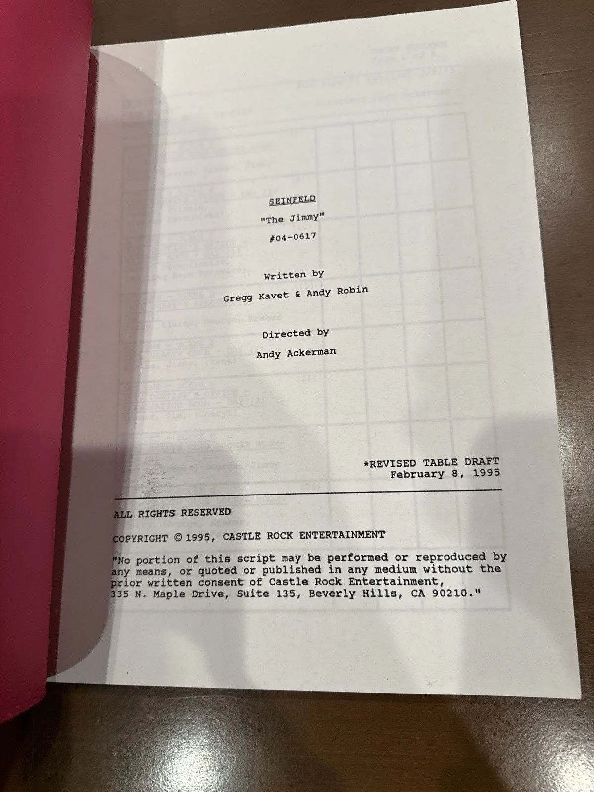 Seinfeld “The Jimmy” 1995 Script Signed by Jerry Seinfeld and cast., image 2