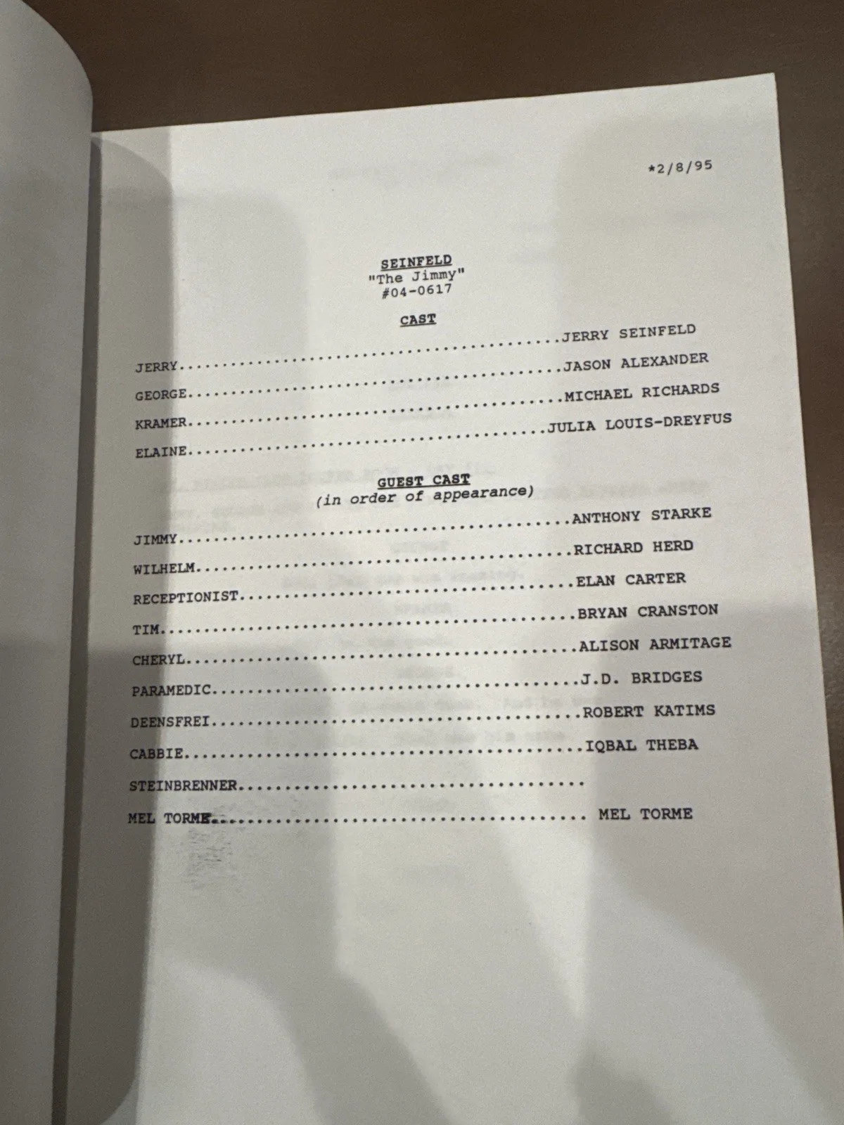 Seinfeld “The Jimmy” 1995 Script Signed by Jerry Seinfeld and cast., image 3