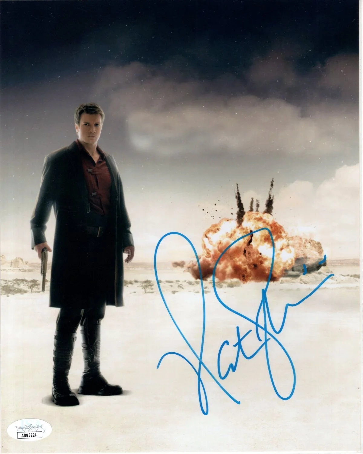 Nathan Fillion — Nathan Fillion signed 8x10 Firefly Captain Malcolm Mal Reynolds photograph JSA
