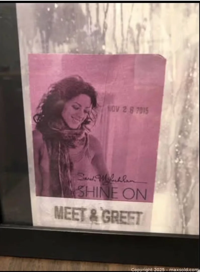Sarah McLachlan autographed mini poster with Meet & Greet ticket 11.5x17 JSA COA, изображение 2