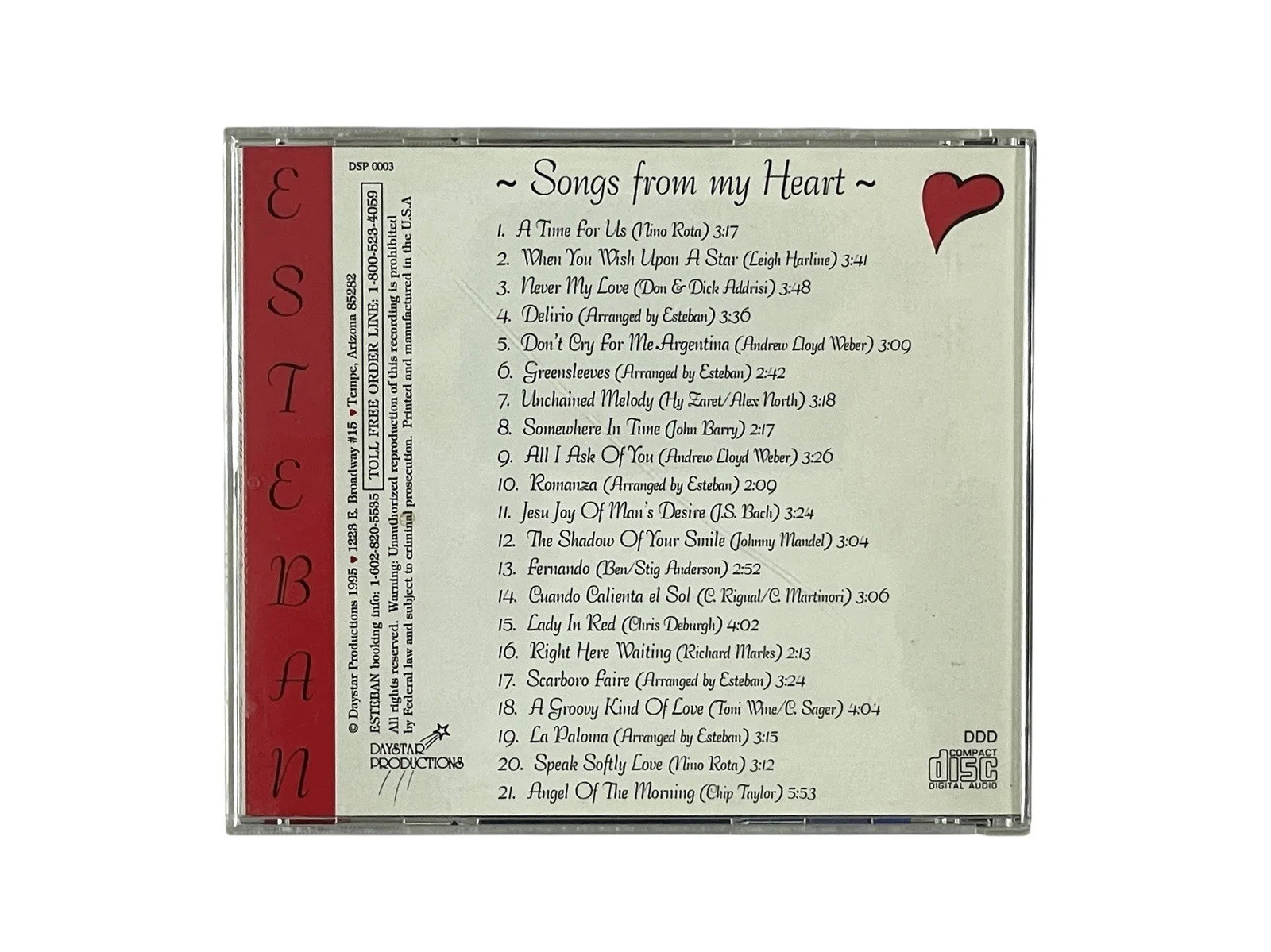 Esteban Autographed Signed Songs From My Heart CD Signed – ACOA Stephen Paul 🎸, image 3