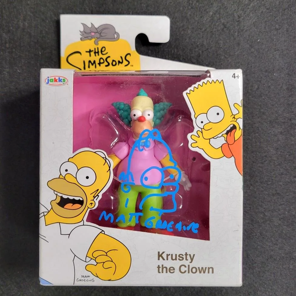 Matt Groening — Matt Groening signed 2.5" Homer sketch Krusty the Clown Mini Figure auto ~ JSA, image 2