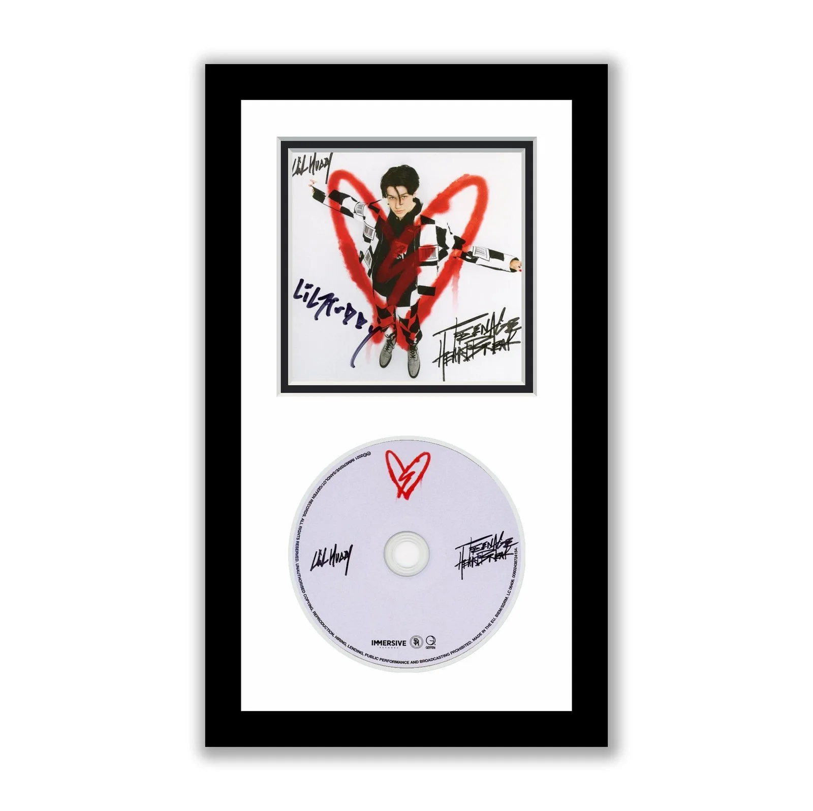 Lil Huddy — Lil Huddy Autographed Signed Framed CD Teenage Heartbreak Cold Hudson ACOA