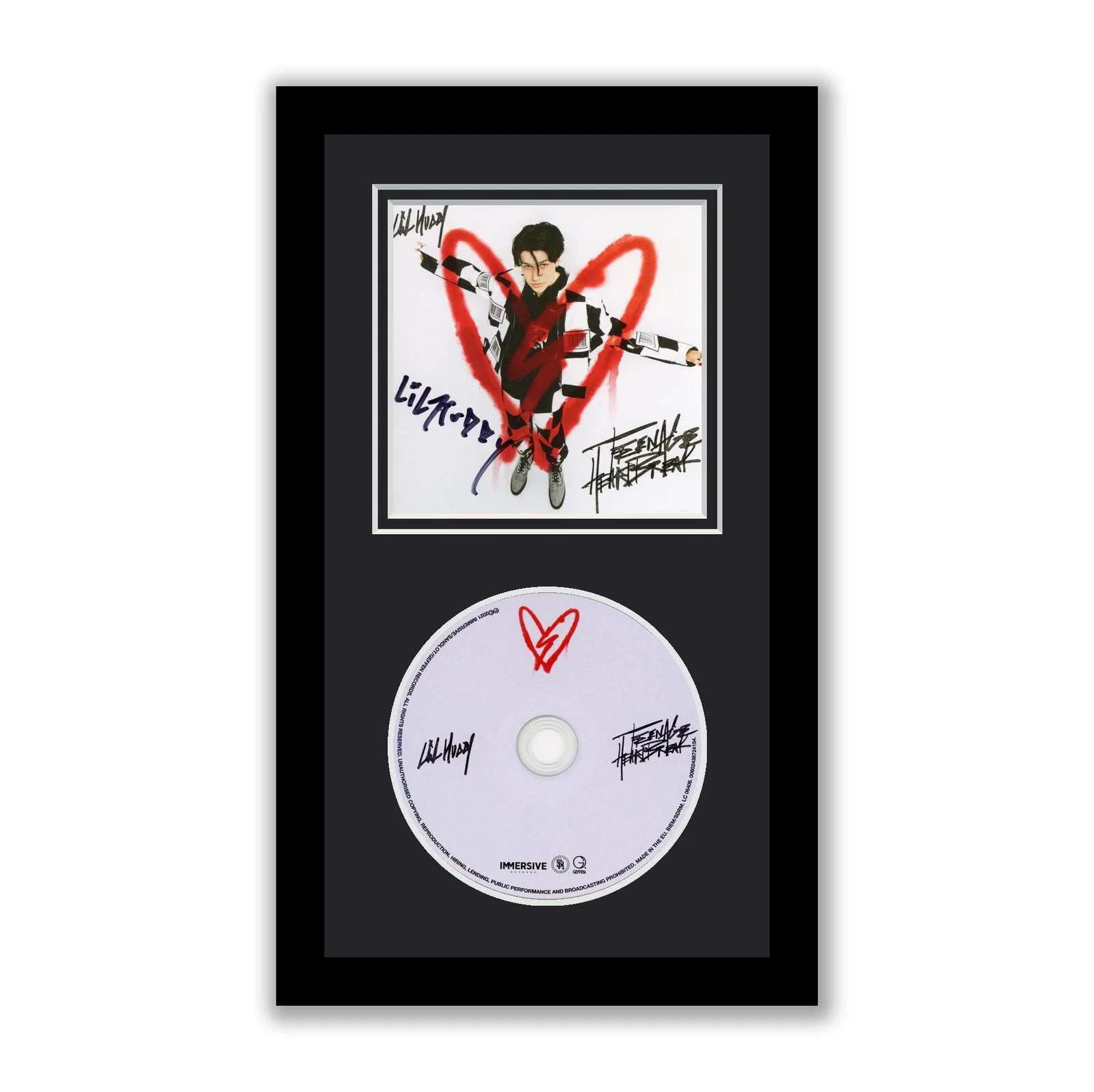 Lil Huddy — Lil Huddy Autographed Signed Framed CD Teenage Heartbreak Cold Hudson ACOA