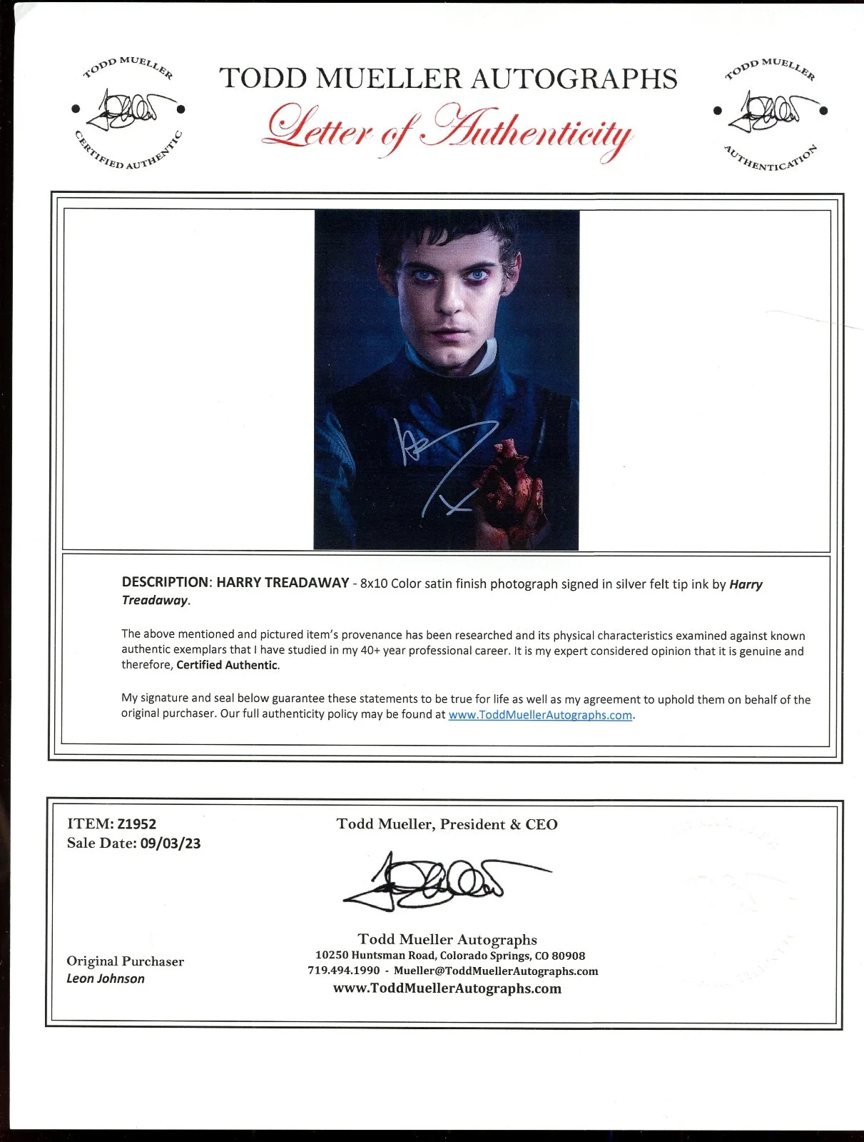Harry Treadaway — Harry Treadaway Victor Frankenstein Penny Dreadful Signed Autographed Photo LOA, изображение 4