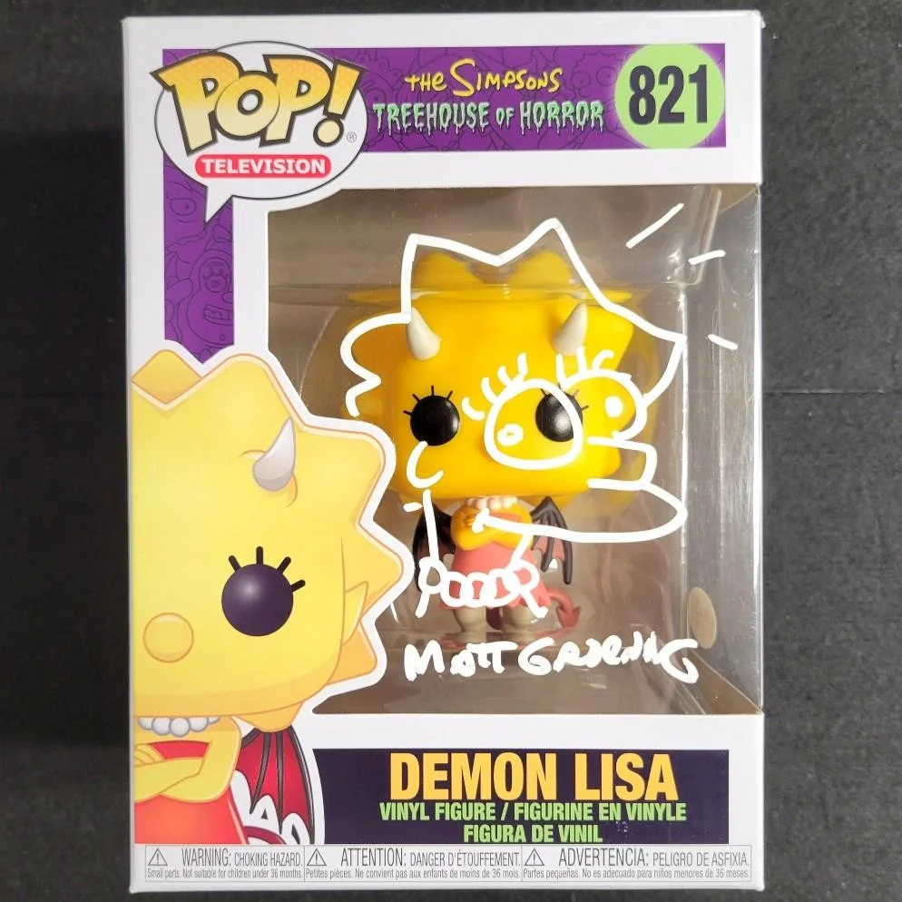 Matt Groening — Matt Groening signed sketched The Simpsons Lisa Funko Pop! 821 autograph JSA, image 2