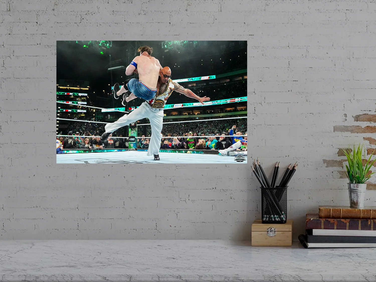 Wrestlemania 40 Poster | The Rock And John Cena Rock Bottom Design | Premium Glo, image 3