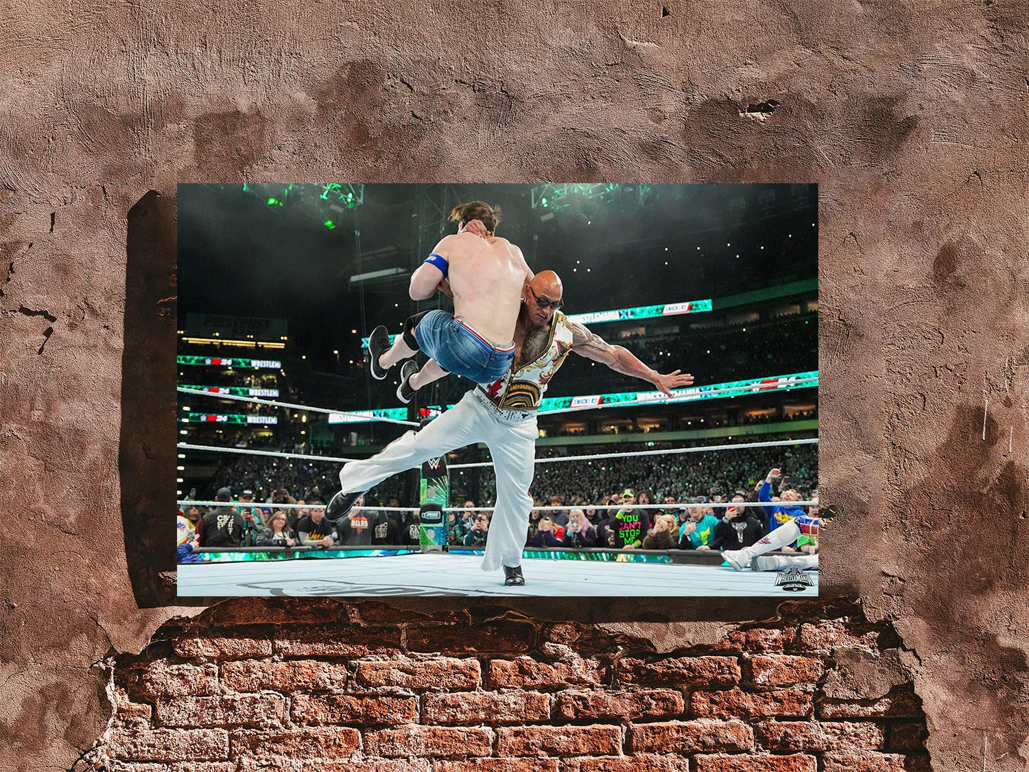 Wrestlemania 40 Poster | The Rock And John Cena Rock Bottom Design | Premium Glo, image 4