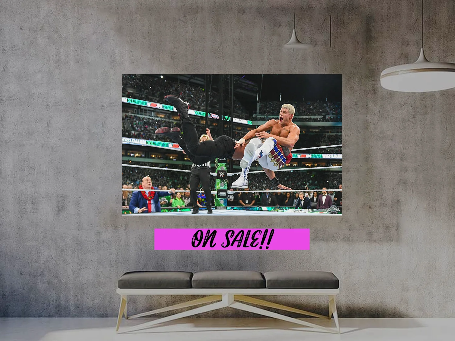 Wrestlemania 40 Roman Reigns And Cody Rhodes Spear Poster | Premium Gloss Photo, изображение 2