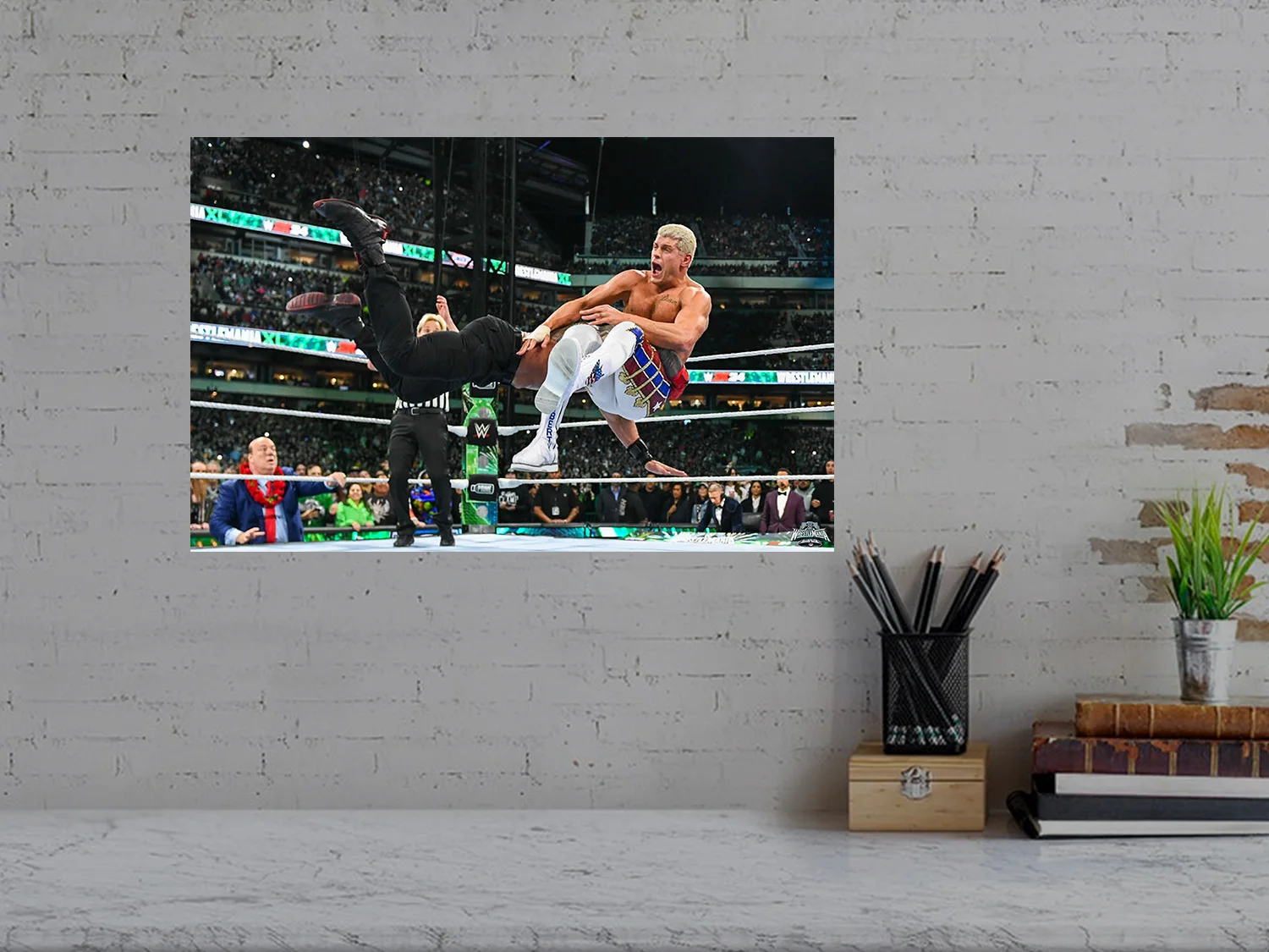 Wrestlemania 40 Roman Reigns And Cody Rhodes Spear Poster | Premium Gloss Photo, изображение 3