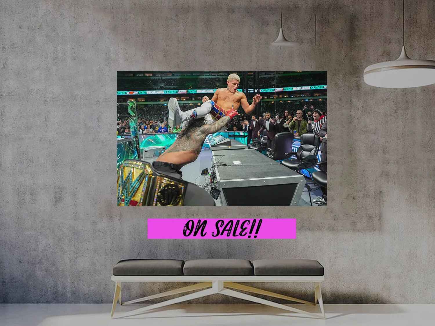 Wrestlemania 40 Premium Gloss Poster | Roman Reigns Slams Cody Rhodes Through An, изображение 2