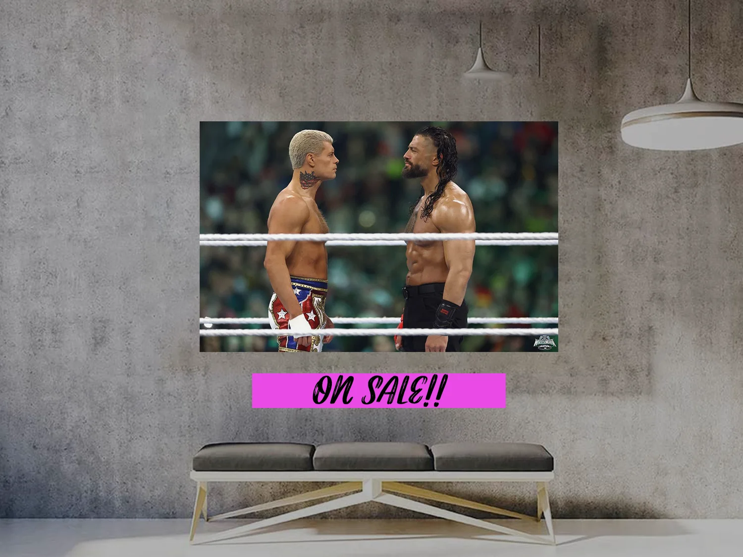 Wrestlemania 40 Cody Rhodes And Roman Reigns Staredown Poster Print | Wrestleman, изображение 2