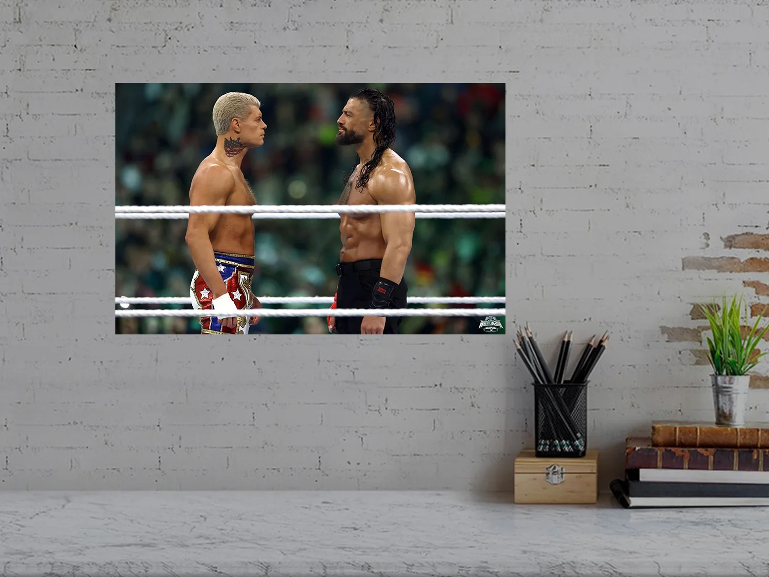 Wrestlemania 40 Cody Rhodes And Roman Reigns Staredown Poster Print | Wrestleman, изображение 3