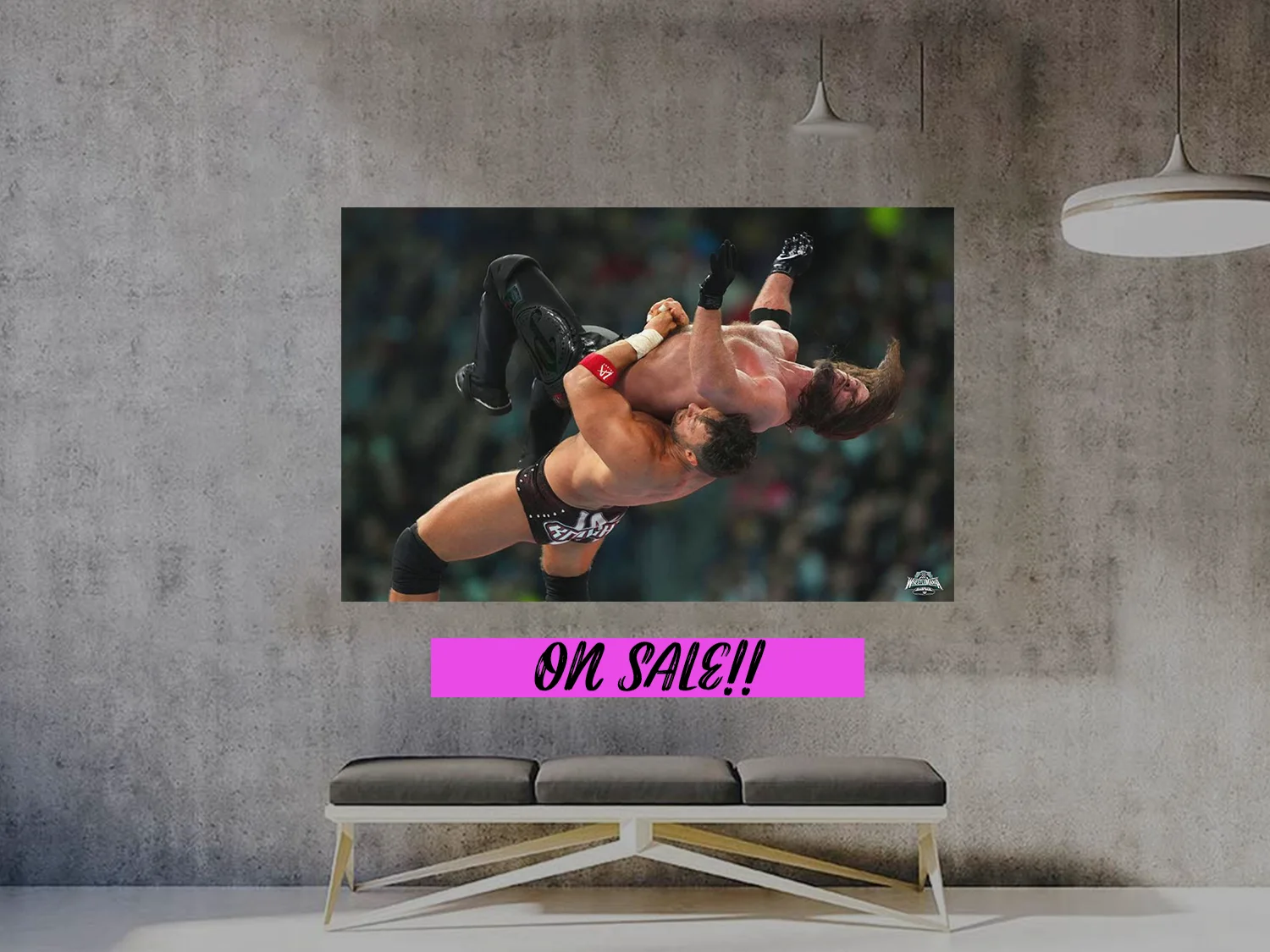 LA Knight Suplexes AJ Styles Off The Turnbuckle Wrestlemania 40Poster | Premium, изображение 2