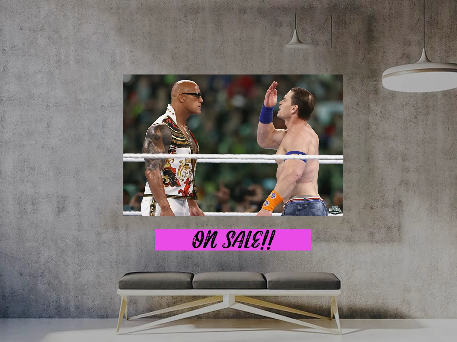 Wrestlemania 40 Poster John Cena And The Rock You Can't See Me Gloss Print | Wre, изображение 2