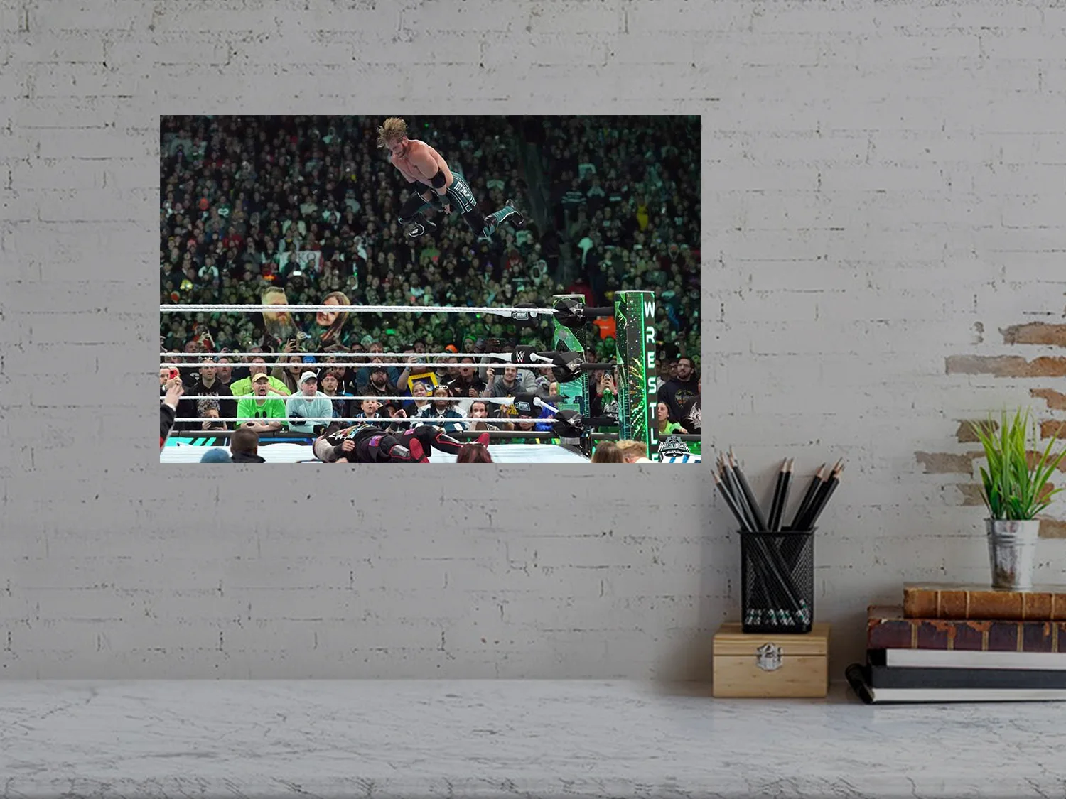Logan Paul Frog Splash On Kevin Owens Premium Gloss Poster | Wrestlemania 40 Sty, изображение 3