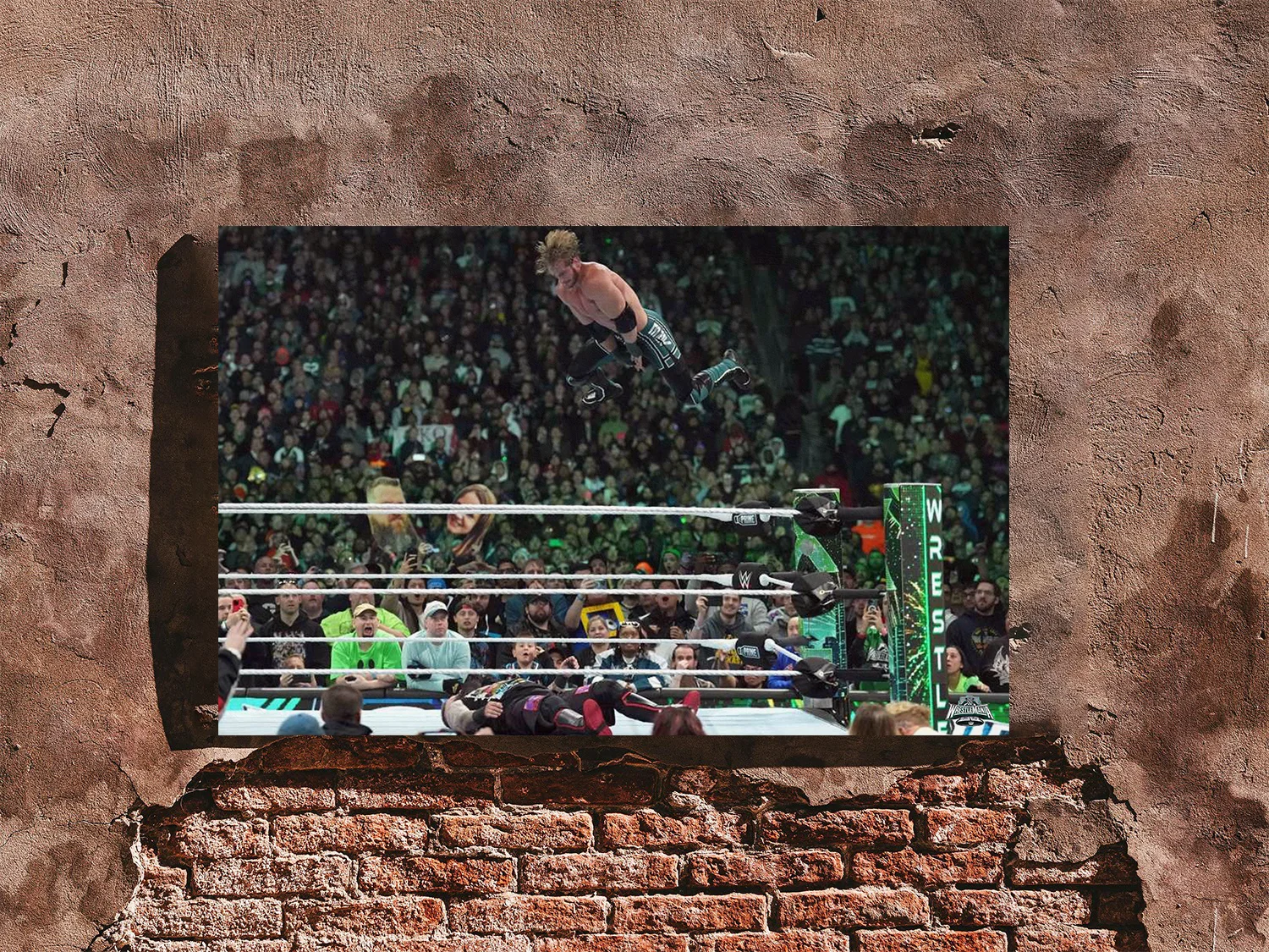 Logan Paul Frog Splash On Kevin Owens Premium Gloss Poster | Wrestlemania 40 Sty, изображение 4