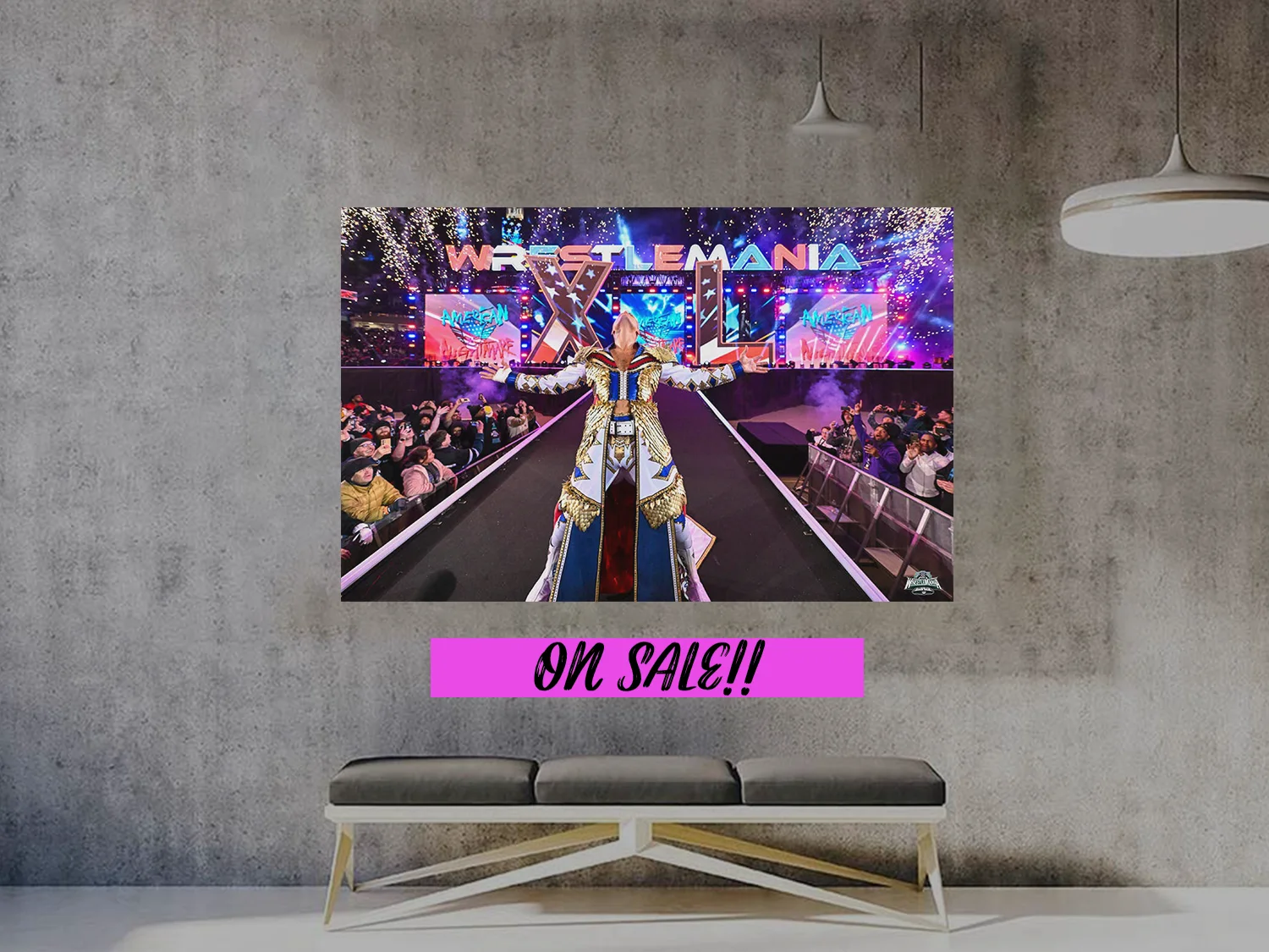 Cody Rhodes Entrance with Fireworks Wrestlemania 40 Poster | Premium Gloss | Hom, изображение 2
