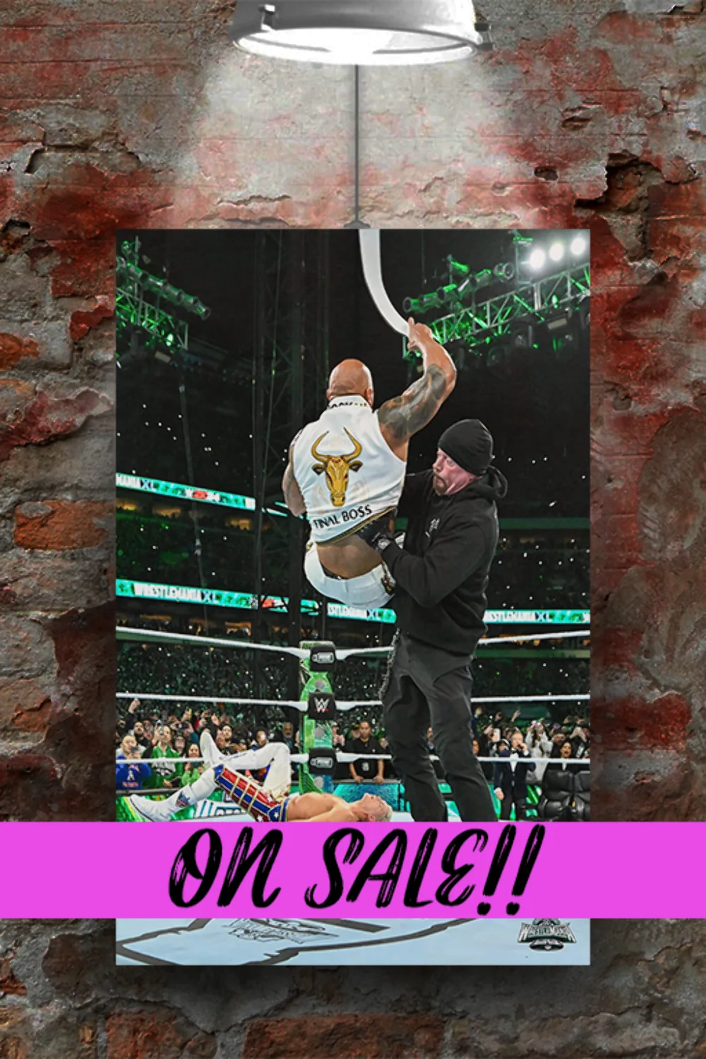 WWE Wrestlemania 40 Premium Gloss Poster | Undertaker Chokeslams The Rock | Wres, image 2