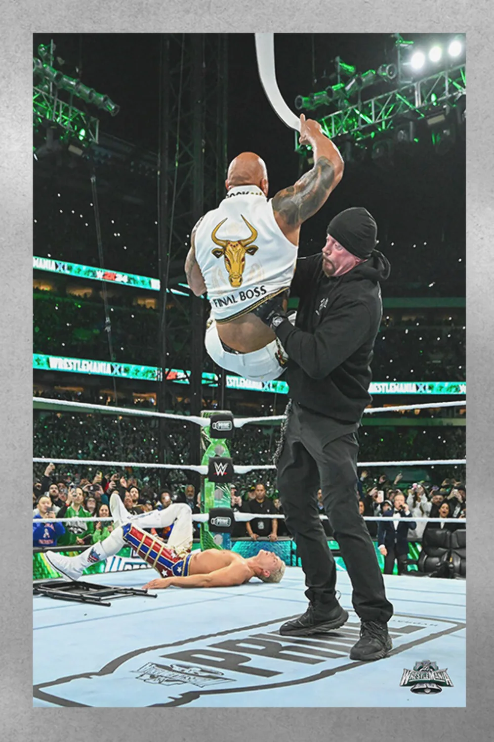 WWE Wrestlemania 40 Premium Gloss Poster | Undertaker Chokeslams The Rock | Wres, image 3