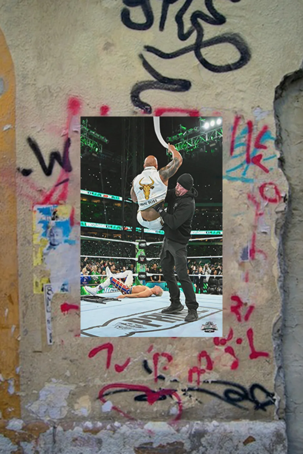 WWE Wrestlemania 40 Premium Gloss Poster | Undertaker Chokeslams The Rock | Wres, image 4