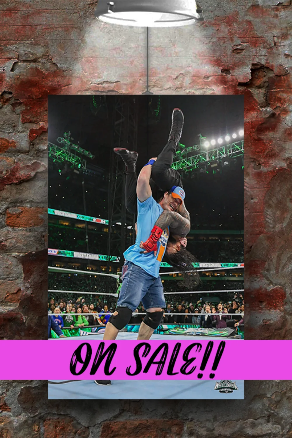 WWE Wrestlemania 40 John Cena Roman Reigns Attitude Adjustment Gloss Poster | Wr, изображение 2
