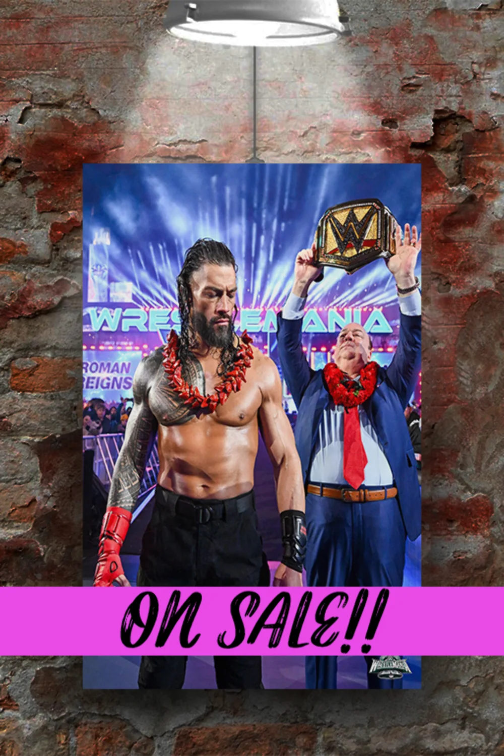 WWE Wrestlemania 40 Roman Reigns Tribal Chief Entrance Gloss Poster | Wrestleman, изображение 2