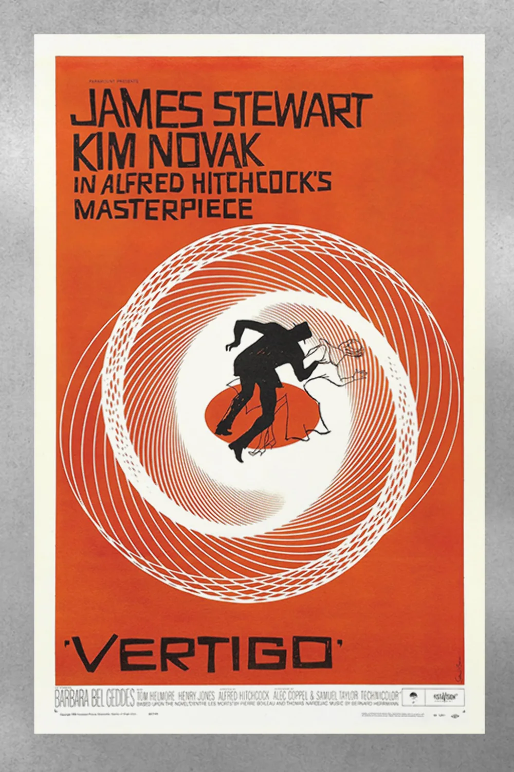 Vertigo Film Poster James Stewart Kim Novak Hitchcock Classic | Movie Memorabili, изображение 3