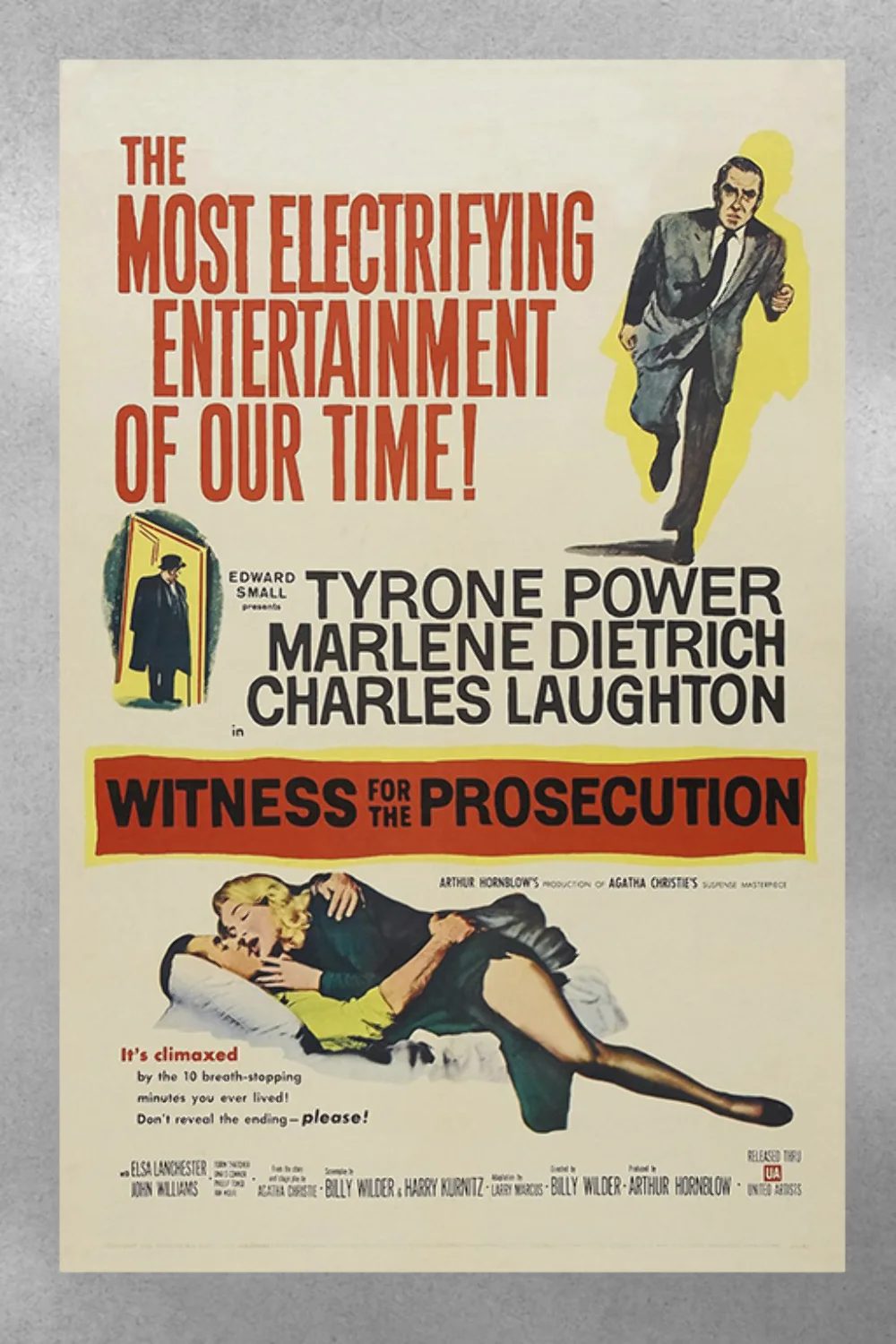 Witness for the Prosecution Poster Marlene Dietrich Charles Laughton Film Noir M, изображение 3