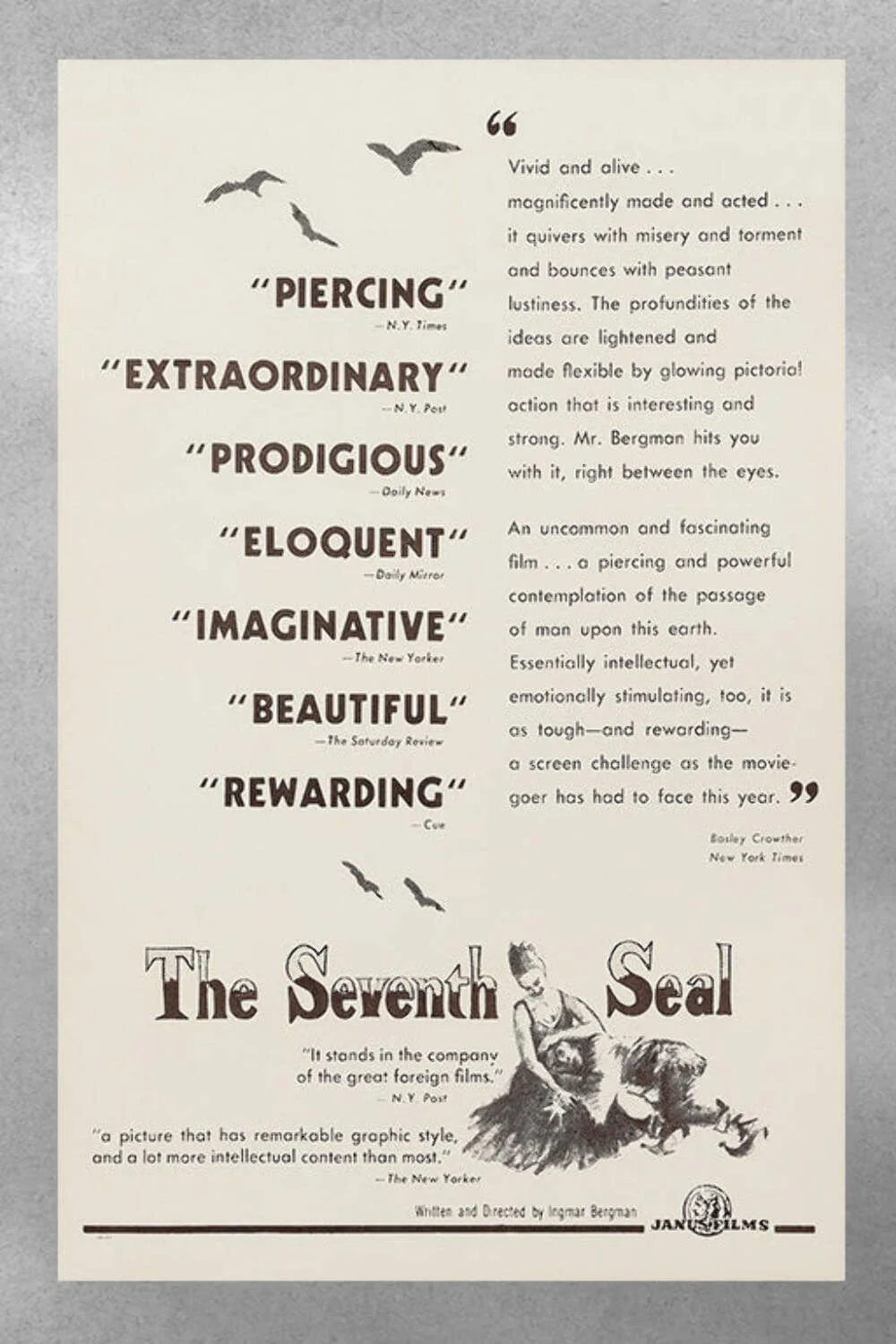 The Seventh Seal Max von Sydow Poster | Classic Film Art Print | Glossy Movie Po, изображение 3