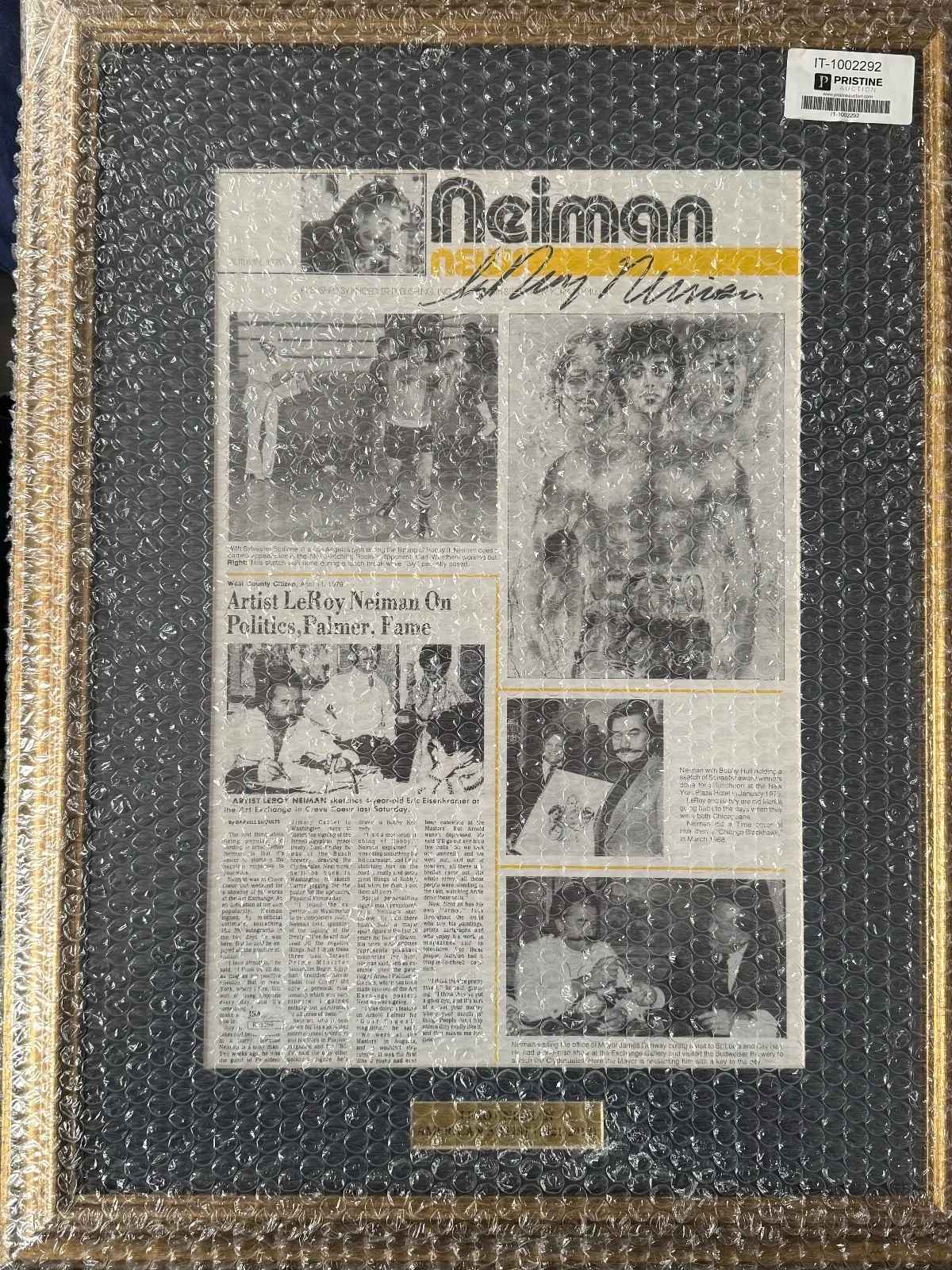 LEROY NEIMAN — LEROY NEIMAN SIGNED SYLVESTOR STALLONE ROCKY COVER NY TIMES NEWSPAPER PRINT +JSA, изображение 3