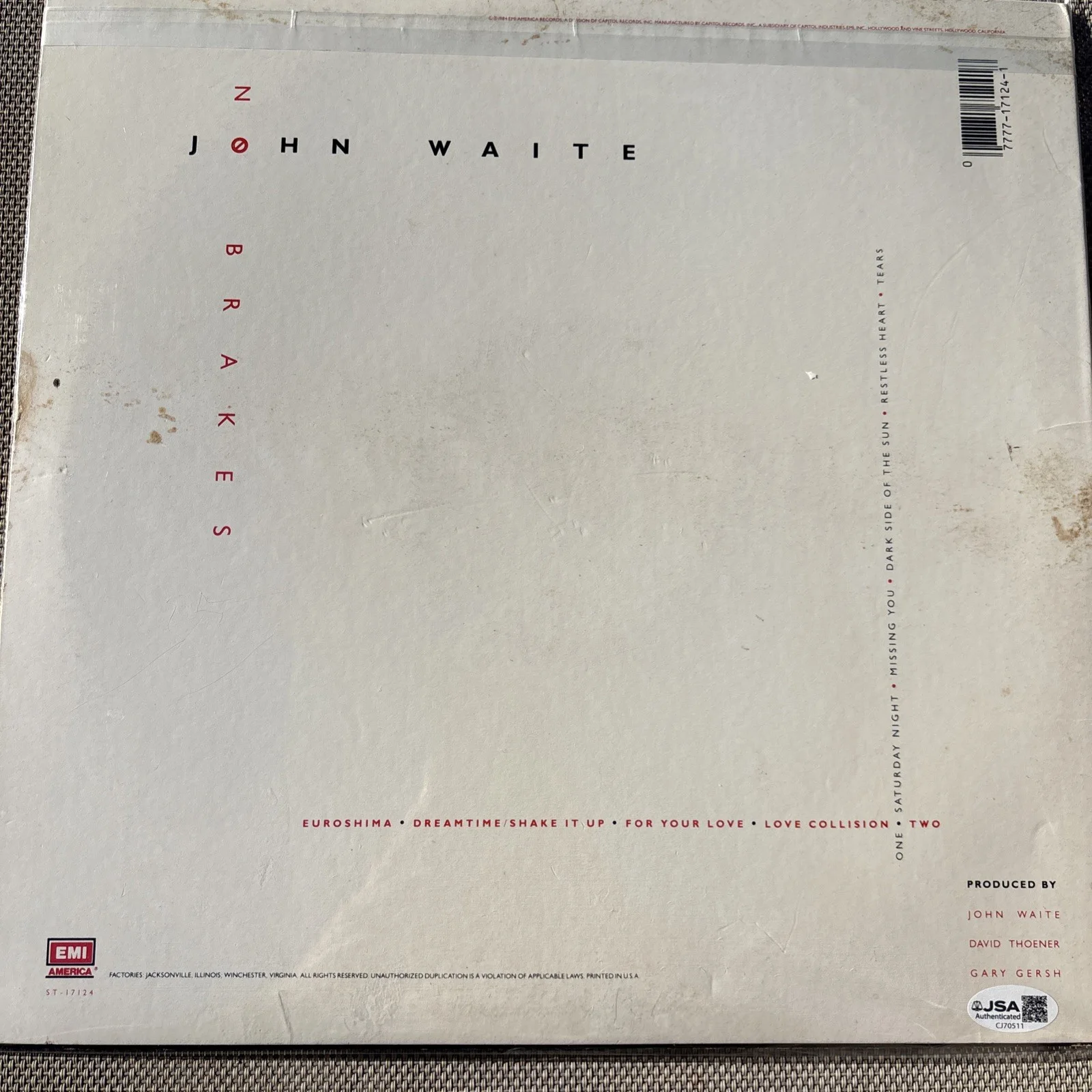 JOHN WAITE Signed NO BRAKES Album JSA COA Certified Autograph MISSING YOU, изображение 4